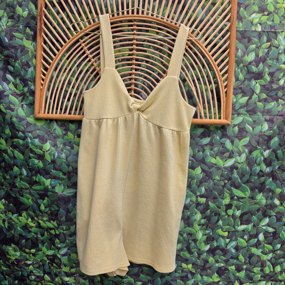 O'Neill Womens Yellow Textured Rib Knit Twist Front Romper Size XL FA2208218